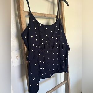 Old Navy Navy & White Polka Dot Ruffle Cami